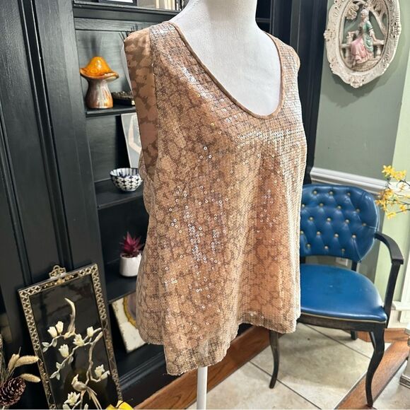 Rebecca Taylor Sequin Animal Print Blouse Size 10 - Picture 4 of 9